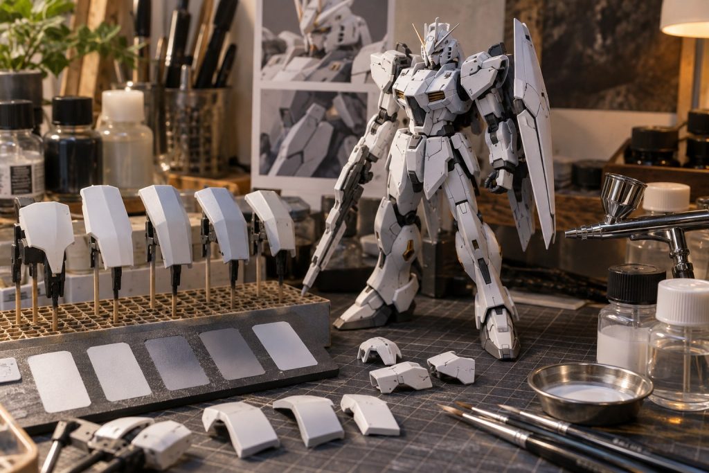 プラモデルの白を塗装で美しく仕上げるのイメージ