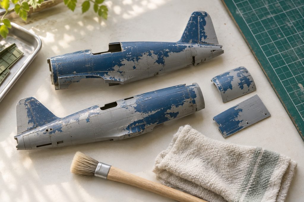 塗装を落とした飛行機模型パーツのイメージ